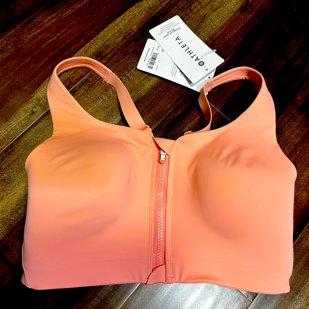 NWT Athleta Advance Zip Front Bra B-DD (34 DD)